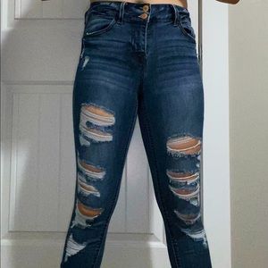 Dark blue skinny jeans. Size 3